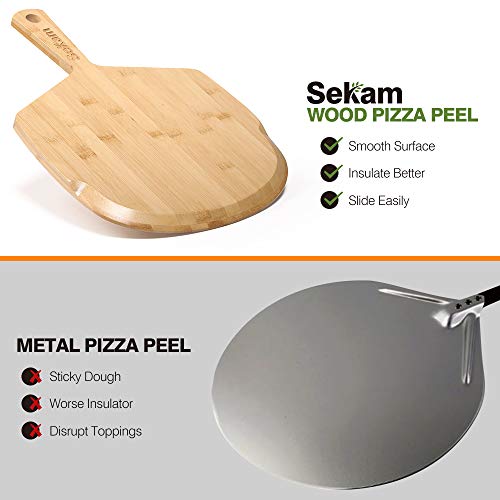 image for SEKAM Wood Pizza Peel - Wooden Pizza Paddle Spatula for Homemade Pizza