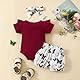 HEOXIN Neugeborenes Baby Mädchen Kleidung, ’MAMA IS MY BESTIE’ Baby-Mädchen-Outfit mit Schmetterling Druck, Rot, 3-6 Monate