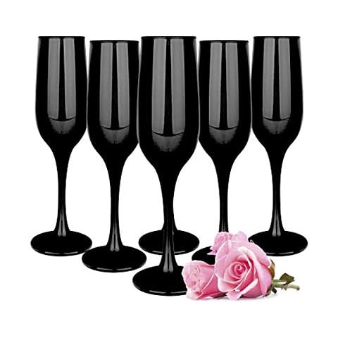 Sendez 6 Black Champagne Flutes 200 ml Champagne Flutes Champagne Prosecco Glass Cover
