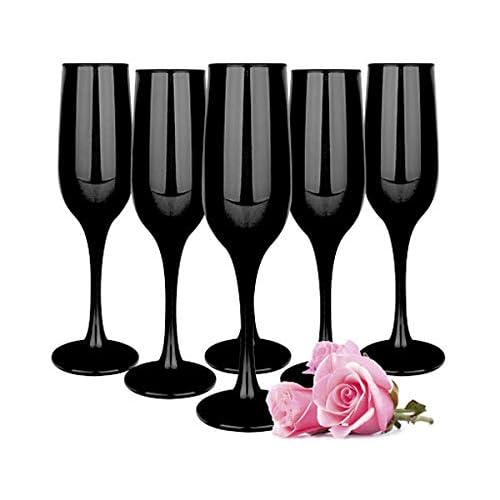 Sendez 6 schwarze Sektgläser 200ml Sektkelche Champagner Prosecco Sektglas Proseccoglas