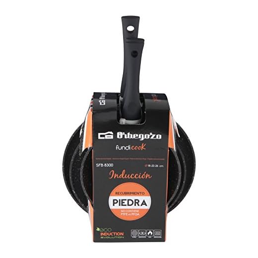 Orbegozo SFB 8300 - Set de 3 sartenes de Aluminio Forjado, Diámetro de 18, 22 y 26 cm, Recubrimiento Piedra Antiadherente, Color Negro
