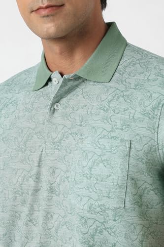 Image of Peter England Men's Cotton Abstract Print Polo T-Shirt - Casual Wear | Stylish & Breathable