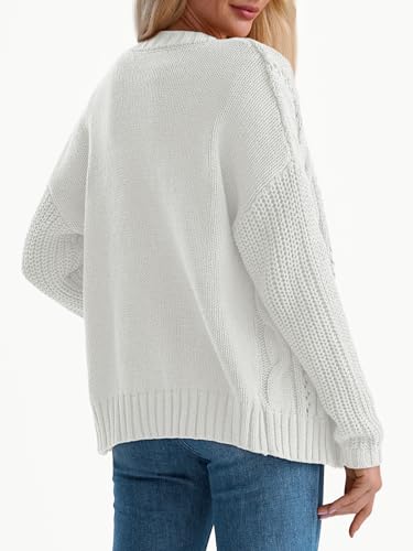 Image of LILLUSORY Women Cable Knit Cardigan Sweaters Cotton Button Up Chunky Outfit | Crochet, Open Front, Cozy Knit, Oversized, Trendy Fall Outfits, Winter Clothes, 2026 Outerwear
