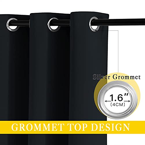 NICETOWN Black Out 144 inch Curtain for Sliding Glass Door, Grommet Thermal Insulated Sound Reducing Window Treatment Wide Draperies for Bedroom/Living Room, W80 x L144, 1 Panel