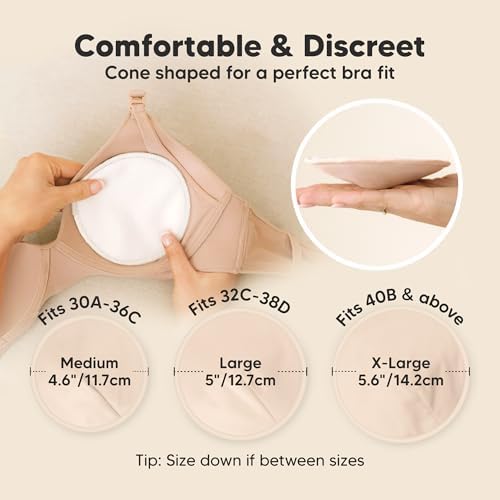 Organic Nursing Pads, 14 Washable Breast Pads,Wash Bag (Bare Beige, L 5") — view 2