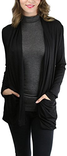 Image of ToBeInStyle Women's Long Sleeve Rib Banded Open Sweater Cardigan