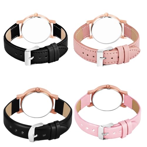 Image of Multicolor Flower Dial Leather Strap Gifts for Women Formal Girl's and Women's Watch Women's Analog Combo Watch for Women (Pack of 4)