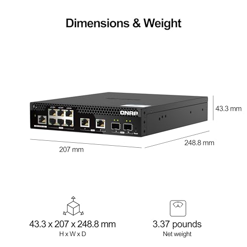 Image of QNAP QSW-M2106R-2S2T-US 10-Port 10GbE Half-Width Rackmount Switch | Layer 2 Managed, 2 x 10GbE SFP+, 2 x 10NBASE-T RJ45, 6 x 2.5GbE RJ45 Ports