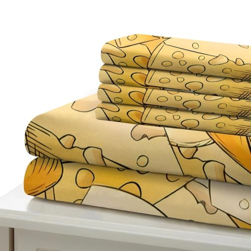 Parure de lit 3D tranches de fromage housse de couette microfibre super douce lit simple ado - 7