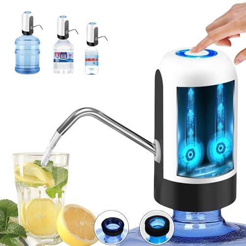 CompaSJ Dispensador de Agua Eléctrico -Dispensador Automático, Grifo Eléctrico para Garrafas de Agua Fría, Dosificador de Acero. Batería 1200 mAh. Bomba dosificadora con Adaptador 8L, 10L y 20L.