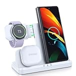 LK Wireless Charger for Samsung 3 in 1 Wireless Charging Station Compatible for Galaxy Watch 8/7/6/5/4/Active 2/1 Galaxy Buds 3/3 Pro Z Flip Fold 6/5/4 Samsung S26 S25 S24 S23 Ultra Plus FE Note 20