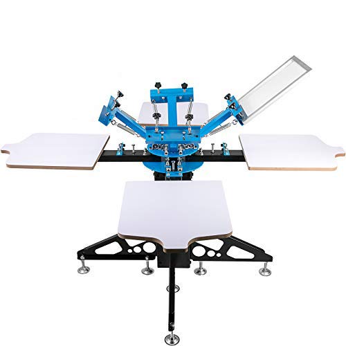 VEVOR Screen Printing Press 4 Color 4 Station Screen Printing Machine T-Shirt Printer Pressing Removable Pallet Screen Printing Kit for T-Shirt Printing