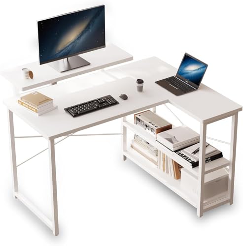 パソコンデスク 机 学習机 勉強机 computer desk ゲーミングデスクワークデスクL字デスク 棚 付き pc 省スペース 組立簡単 在宅勤務