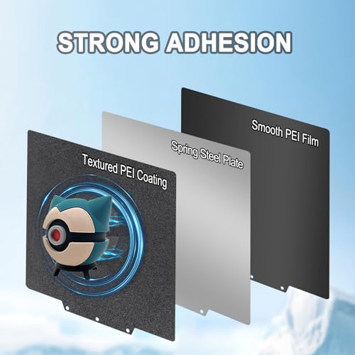 Image of 235x235mm Double-Sided PEI Build Plate for Adventurer AD5X /5M /5M Pro, Black Smooth & Textured Flexible Spring Steel Plate, PLA PLA+ TPU Low Temp Printing Bed
