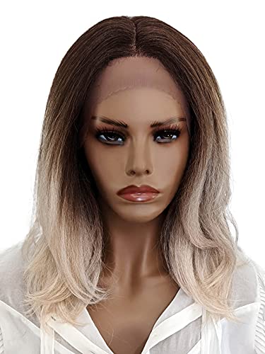 ECLA Alicia Perruque Lace Frontal Lisse Mi-Longue 38cm 15“ Cheveux Synthétiques Résistants à La Chaleur Semi Naturelle Pour Les Femmes couleur 3T5923 Wig Cover