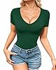 MANGOPOP Women's Short Sleeve Bodysuit Sexy V Neck... #1