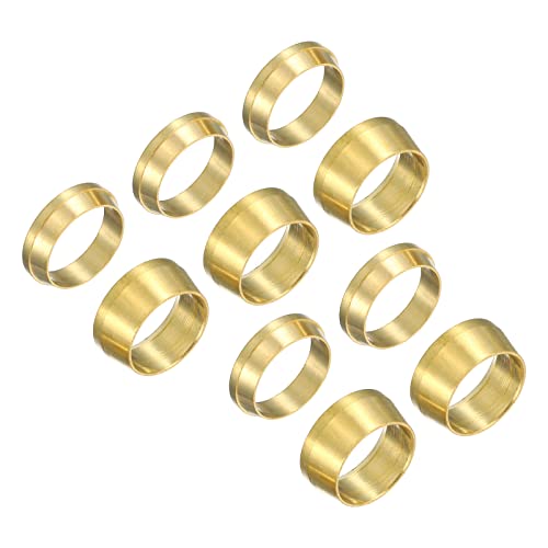 PATIKIL 10mm Tube OD Brass Compression Sleeves Ferrules 3Set Double Ferrule Ring Brass Compression Fitting Assortment Kit