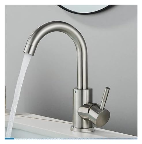 INEARZ Grifo Compatible with Lavabo de baño, Serie Negra Mate, Compatible with Fregadero, Grifo Mezclador de Agua fría y Caliente de Acero Inoxidable, Grifo de Acero Inoxidable