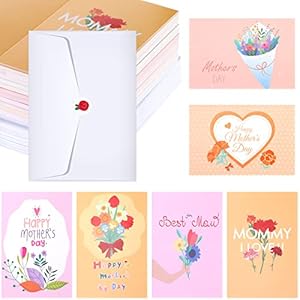 Fuutreo 180 Pack Mothers Day Card Assortment with 180 Envelopes and 180 Cute Stickers Floral Mothers Day Greeting Cards Blank Inside for Mothers Day Birthday Supplies 4 x 6 Inch 12designs
