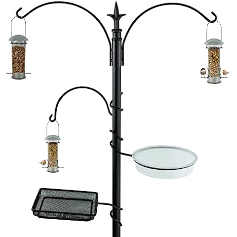Woodside XL Wild Bird Feeding Station Kit for Garden Use, Heavy Duty with 3 Hanging Hooks, Bird Bath & Tray Cover