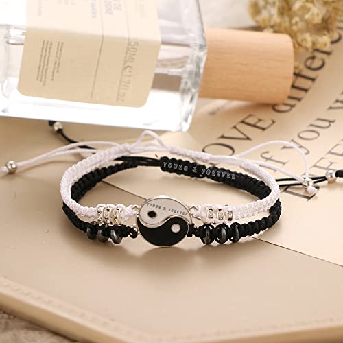 Image of Young & Forever Gift Fashion Long Distance Touch Gold Silver Rose Gold Couples Friendship Best Friend hand Couple matching Mens Magnetic Magnet bracelets for Women /Girls Silver bracelet for Men /Boys