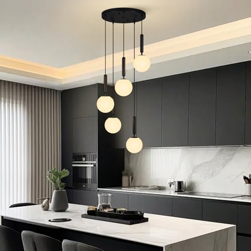 Image of Modern Black Pendant Light Hanging Fixture Light 5-Lights