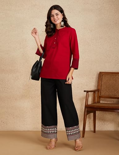 Image of Amazon Brand - Myx Women Cotton Relaxed Fit Palazzo (Available in Plus Sizes)