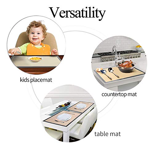 Silicone Set of 2 Non-Slip Washable Reusable Baking Tray, Heat-Resistant Cooking Bakeware Mat, BPA Free (Gray), Silica Gel, Grey