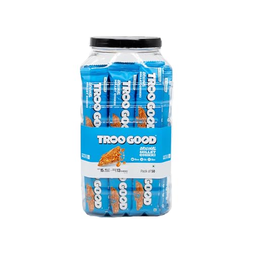 TROOGOOD Millet Chikki Jar | Rich in Fibre and Protein | No Added Preservatives and Colours | Sweets | High Energy Nutrition Bars | Gazak (50 Pcs, 15g Each 750g) (B0D1R9X47X) Amazon Price History, Amazon Price Tracker