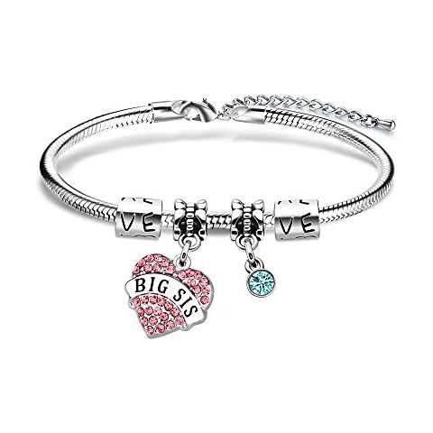 Coagurmes Sisters Rhinestones Bracelets for Women Girl Big Sister Sister Birthday Gifts Jewellery (big sis) Cover