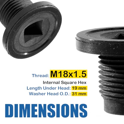 Image of Engine Oil Drain Plug M18-1.5 Replacement for 2002-2012 Dodge Ram 1500 2500 3500 4500 5500, Oil Pan Drain Bolt with Washer, Compatible with 5080631AA 5080631AB 24261