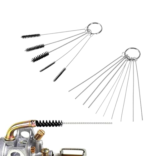 Image of Carburetor Cleaning Kit, Carburetor Carbon Dirt Jet Remove Cleaner Tool Kit Includes 10 Cleaning Needles and 5 Brushes Tool Kits for Car Outboard Motor ATV Motorcycle Carb Jets