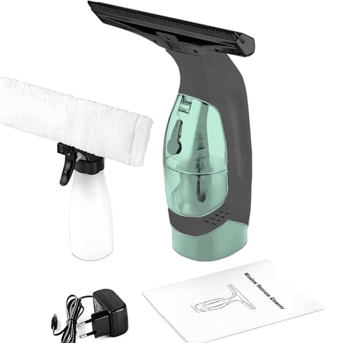 Image of Cordless Window Cleaner,Window Cleaner Squeegee Tool Set for Shower Glass and Strong Suction for Home, Mirror, Glass, Car Windshield, Countertop, Tiles
