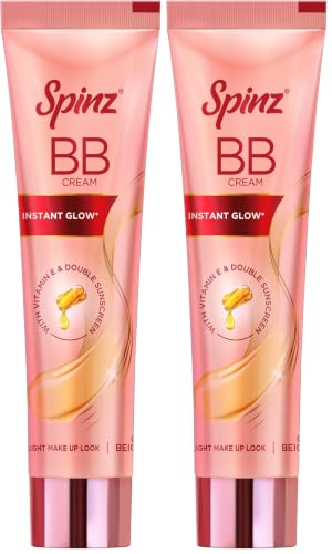 Image of Spinz BB Cream | Instant Glow, Even Skin Tone & Natural Coverage | Lightweight, Non-Sticky Mousse Formula | With Vitamin E and Double Sunscreen Protection (29g) (Pack of 2)
