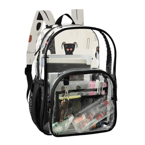 Cartoon Minimalist Dogs Lovely School Backpack Clear Clear Bookbags For Girls See Through Transparent PVC Bags2
