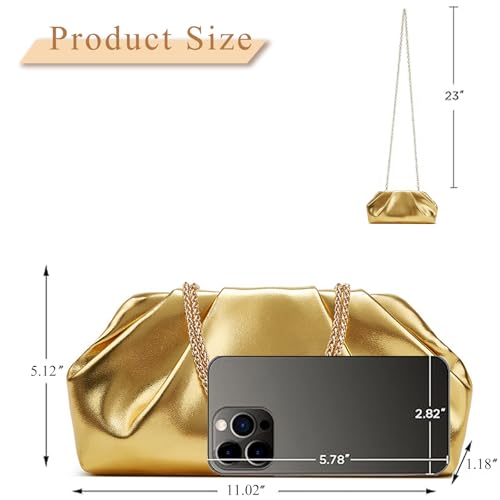 Image of Clutch Purse for Women, Vegan Leather Evening Bag, Soft Pleated PU Small Purses for Formal Wedding, Dressy Party