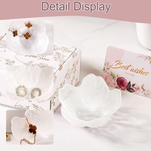 Image of Gifts for Women Flower Jewelry Dish Ring Holder Jewellery Tray Vanity Organizer Room Decor Aesthetic Ring Holder Decorative Tray Trinket Dish Valentine's Engagement Birthday Gifts Stocking Stuffers