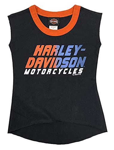 Harley-Davidson Little Girls' Bold Interlock Aline Sleeveless Tank Top - Black