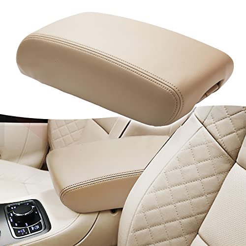 Kbh Auto Center Console Armrest Cover For Grand Cherokee & Dodge Durango 2011-2020 Vinyl Microfiber Leather Console Replacement Light Frost Beige Tan #TOP3