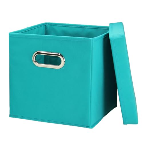 Image of Household Essentials 36-1 Decorative Storage Cube Set with Removable Lids | Aqua | 2-Pack