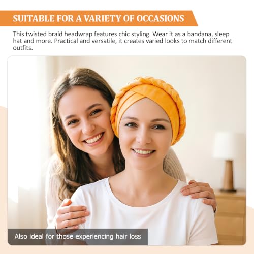 Image of DRESHOW Turban Pre-Tied Twisted Hat Thread African Head Wraps for Black Women Chemo Cancer Cap Braid Hair Cover