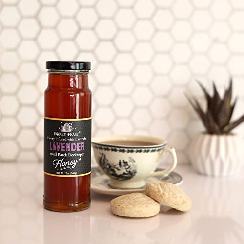 Honey Feast Organic Lavender Honey | 12Oz Gourmet Flavored Honey | Perfect For Tea, Cooking & Baking | Florida Beekeeper-Bottled #TOP1