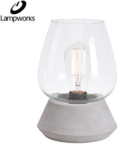 Table Lamp Concrete Base Bedside Lamp Glass Lampshade Desk Lamp Vintage Modern Design Light for Bedrooms Living Room(Bulb Not Included)