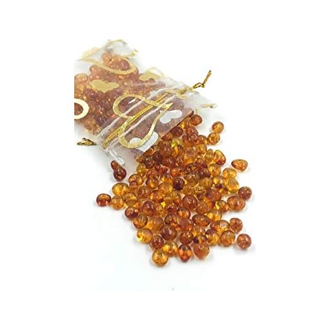 Polished Natural Baltic Amber Loose Beads with Drilled Hole - 5 Grams - Certified Natural Amber Beads for Jewelry Making (Cognac) Cover