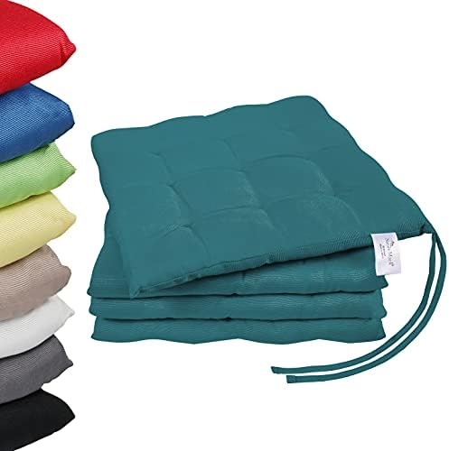 ARTPLAN Lot De 4 Coussins De Chaise Carrés De Rechange Avec Attaches Pour Chaise D'intérieur/extérieur, 47,9 X 40,6 X 7,6 Cm, Feuilles Vertes