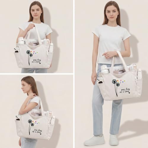 Bolso de hombro para mujer de pana con estampado de letras miniatura 2