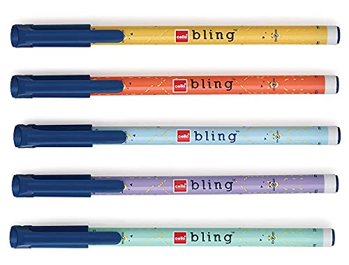 Image of Cello Bling Pastel Ball Pen | Blue | Jar of 25 Units | Smooth Writing | Point Set | for Students | Office Stationery | Best for Exam (Pack of 2)