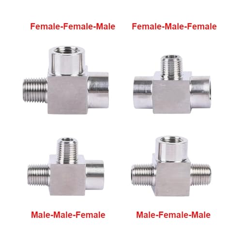 Conector de tuberías 3 vías acero inoxidable rosca hembra macho para alta presión 1/2 1/4 3/8 3