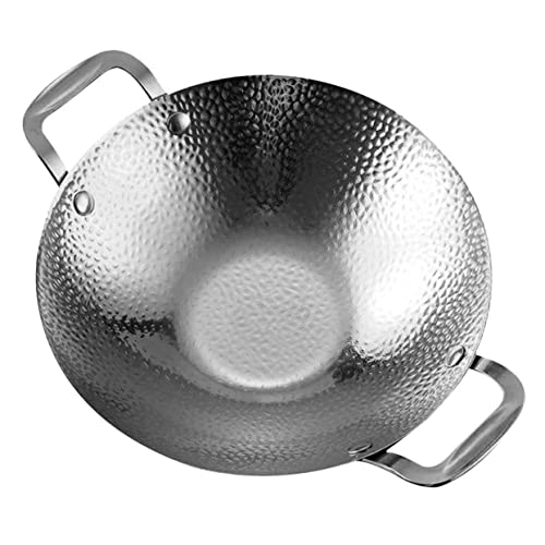 Wok de acero inoxidable con doble asa resistente al calor miniatura 1