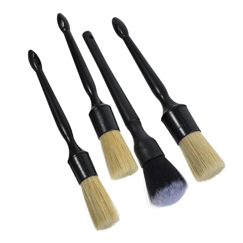 HAPINARY Boar Hair Car Detailing Brush 4 Piece Detail Kit Soft Scratch-Free Brush for Auto Cleaning